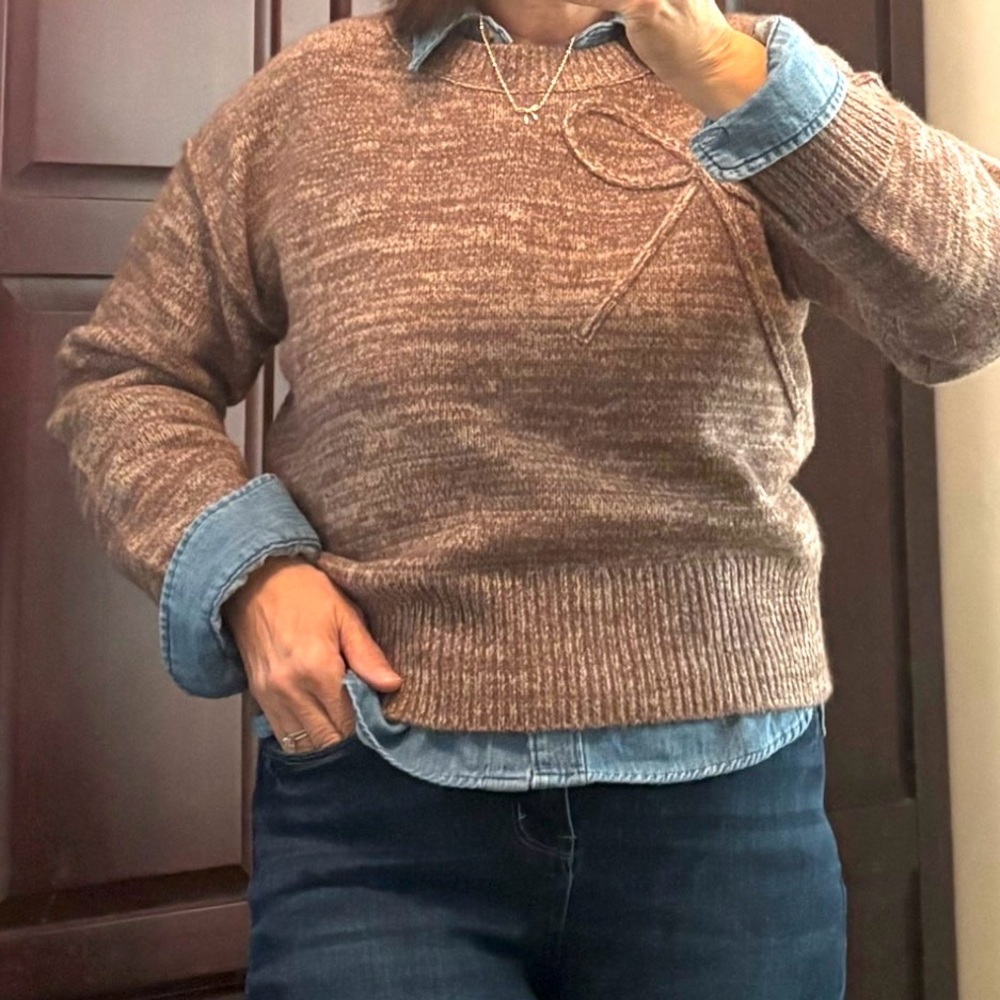 Universal Thread Cropped Bow Crew Neck Sweater - image 7